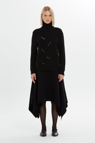 Gizia Gizia Beaded Embellished Turtleneck Knit Jumper