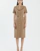 Gizia Gizia Beige Short Sleeve Belted Midi Dress  - 1