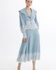 Gizia Gizia Blue Embroidered Balloon Sleeve Linen Jacket  - 1