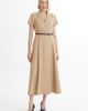 Gizia Gizia Brown Belted Flounce Dress  - 1