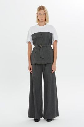 Gizia Gizia Cotton Chest Cutout Blouse with Detachable Belt