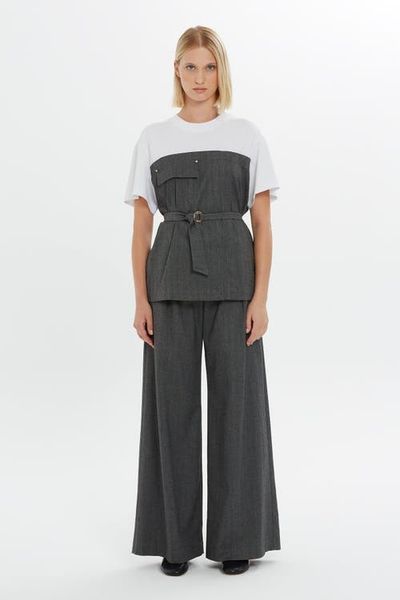 Gizia Gizia Cotton Chest Cutout Blouse with Detachable Belt