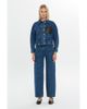 Gizia Gizia Cropped Denim Jacket with Leather Details - 1