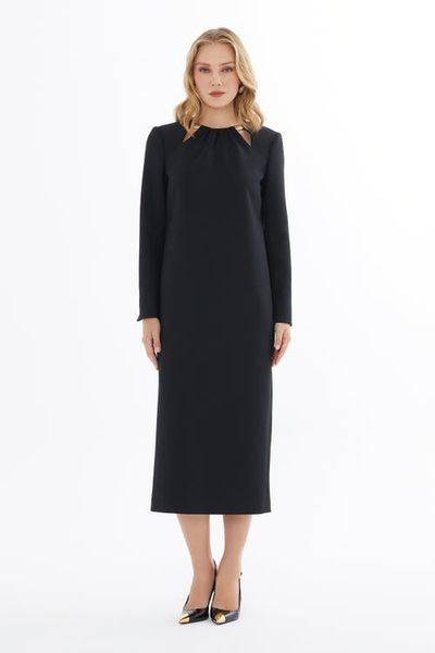 Gizia Gizia Elegant Slit-Sleeve Midi Dress with Metal Detail