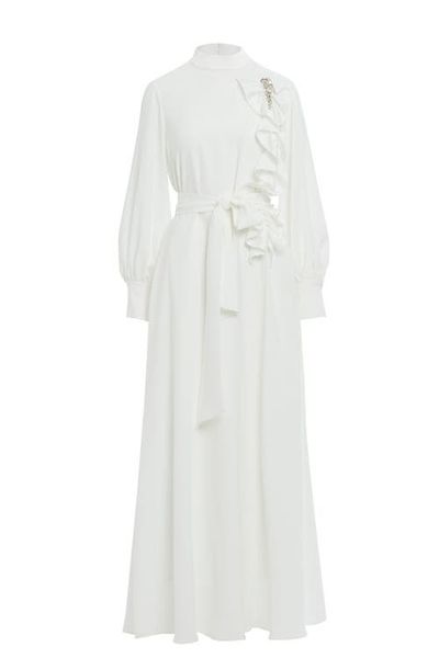 Gizia Gizia Gathered Detail Beaded Long Unlined Dress