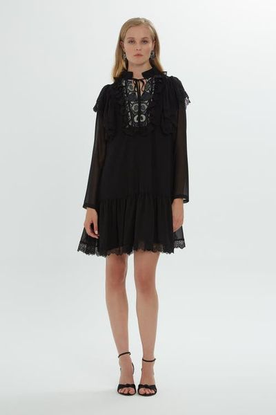 Gizia Gizia Long Sleeve Mini Dress with Tulle Details