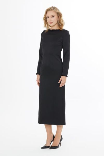 Gizia Gizia Maxi Dress with Neckline Trim Accessory and Zippers