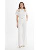 Gizia Gizia Pleated Stitch High-Waist Ecru Palazzo Pants - 1