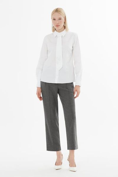 Gizia Gizia Printed Shirt with Tie-Neck Detail