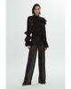 Gizia Gizia Sequin Side-Zip Black Statement Wide-Leg Trousers  - 1