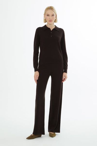 Gizia Gizia Shirt Collar Button-Front Wool Cashmere Cardigan