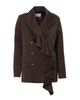 Gizia Gizia Shirt Collar Ruffle Detail Tailored Brown Jacket  - 1