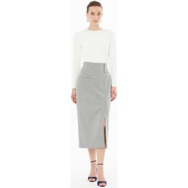 Gizia Gizia Skirt with Front Slit, Pockets and Belt Detail
