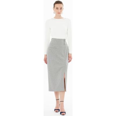 Gizia Gizia Skirt with Front Slit, Pockets and Belt Detail