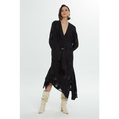 Gizia Gizia V-Neck Long Sleeve Blouse with Cuff Accessory