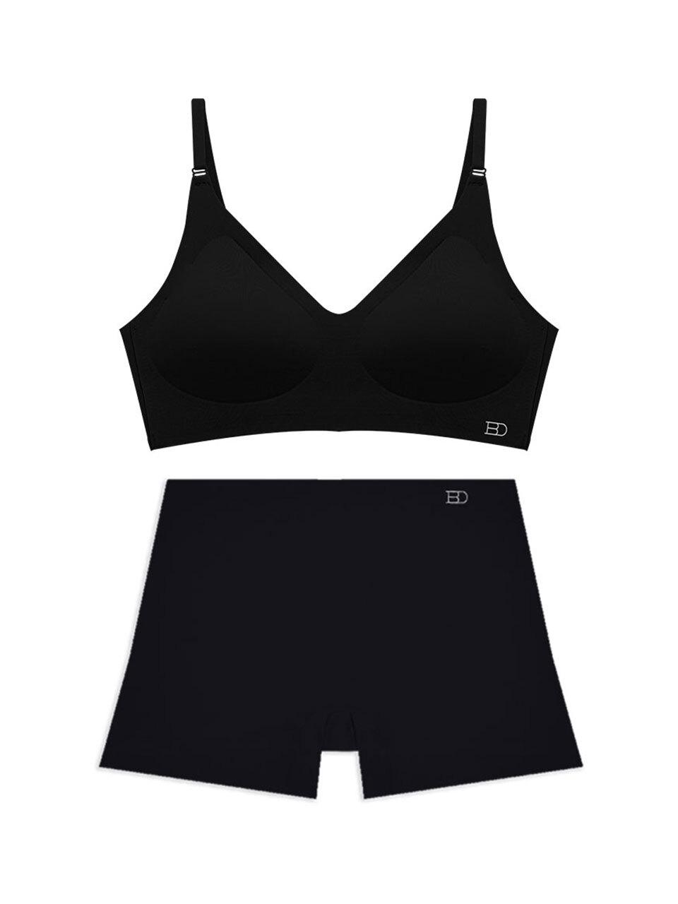 GLAM GONGGAM Peaceful Hook Wireless Bra Boyshort Panty Women's Lingerie Set