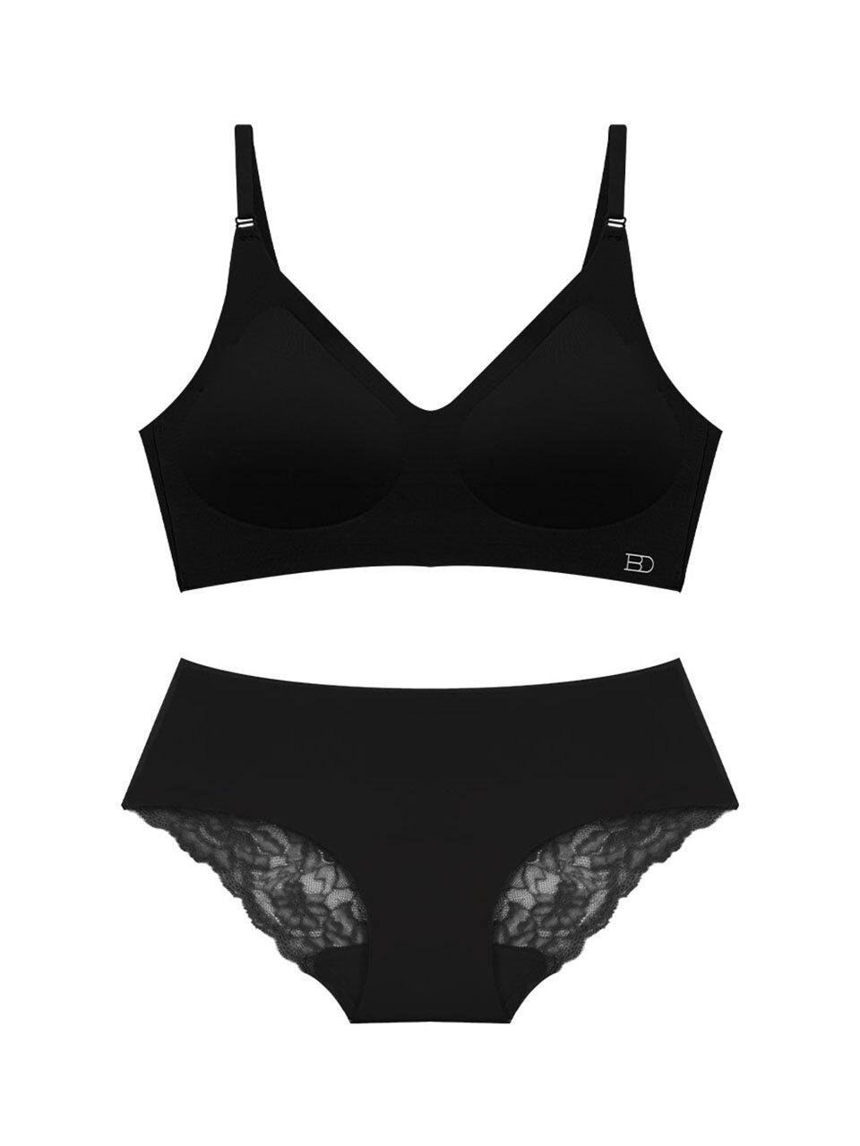 GLAM GONGGAM (SET) Peaceful String Wireless Bra Top Triangle Lace Panty Lingerie Set