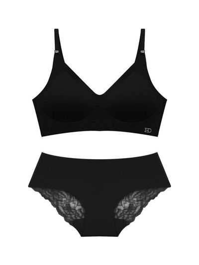 GLAM GONGGAM (SET) Peaceful String Wireless Bra Top Triangle Lace Panty Lingerie Set