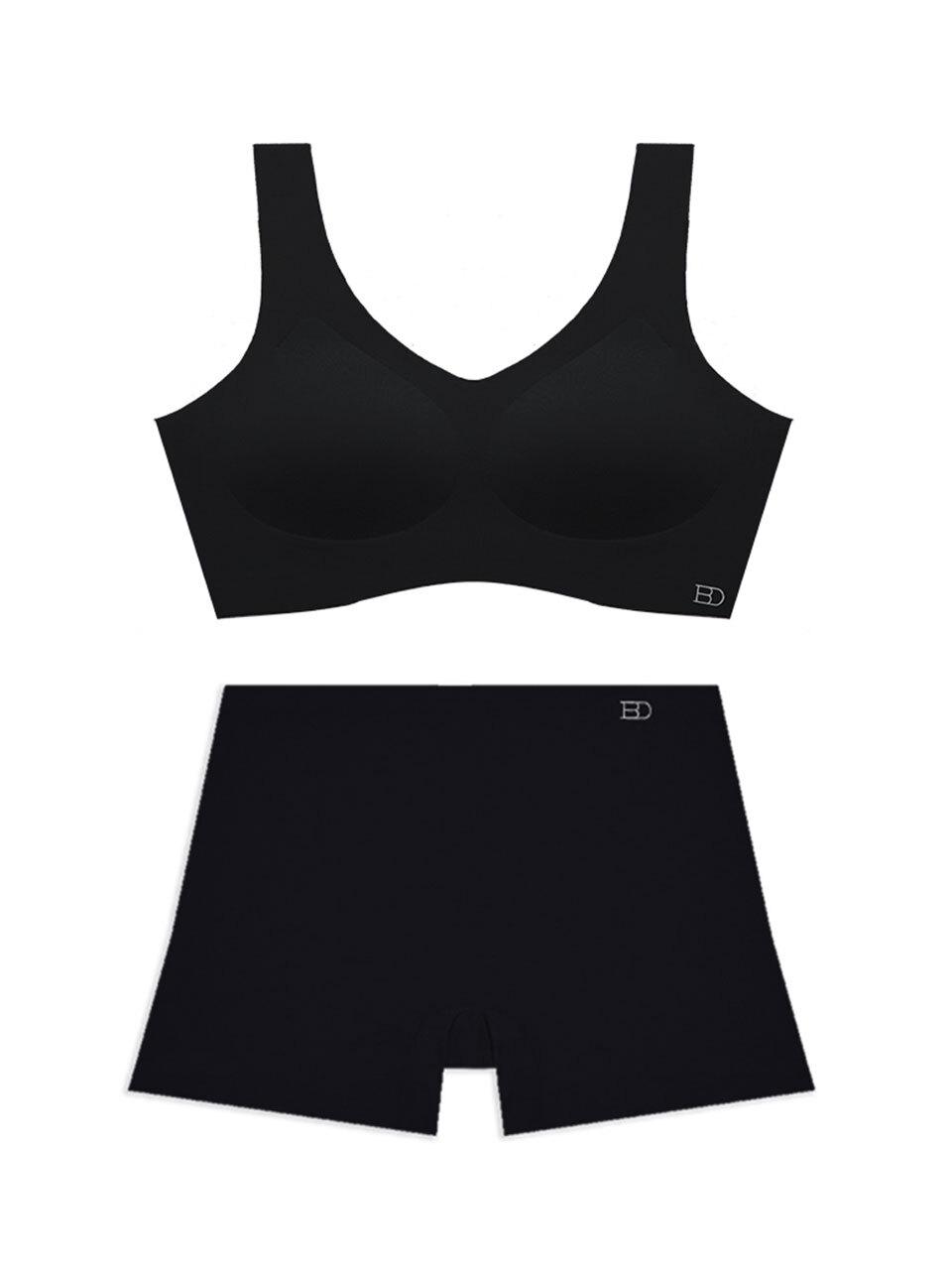 GLAM GONGGAM (SET) Women's Wireless Peaceful Running Bra Top Boyshort Panty Lingerie Set