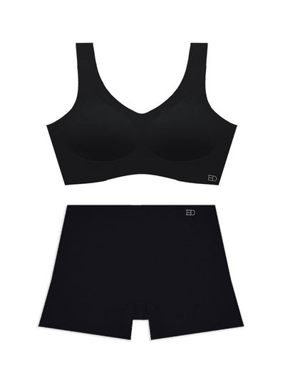 GLAM GONGGAM (SET) Women's Wireless Peaceful Running Bra Top Boyshort Panty Lingerie Set