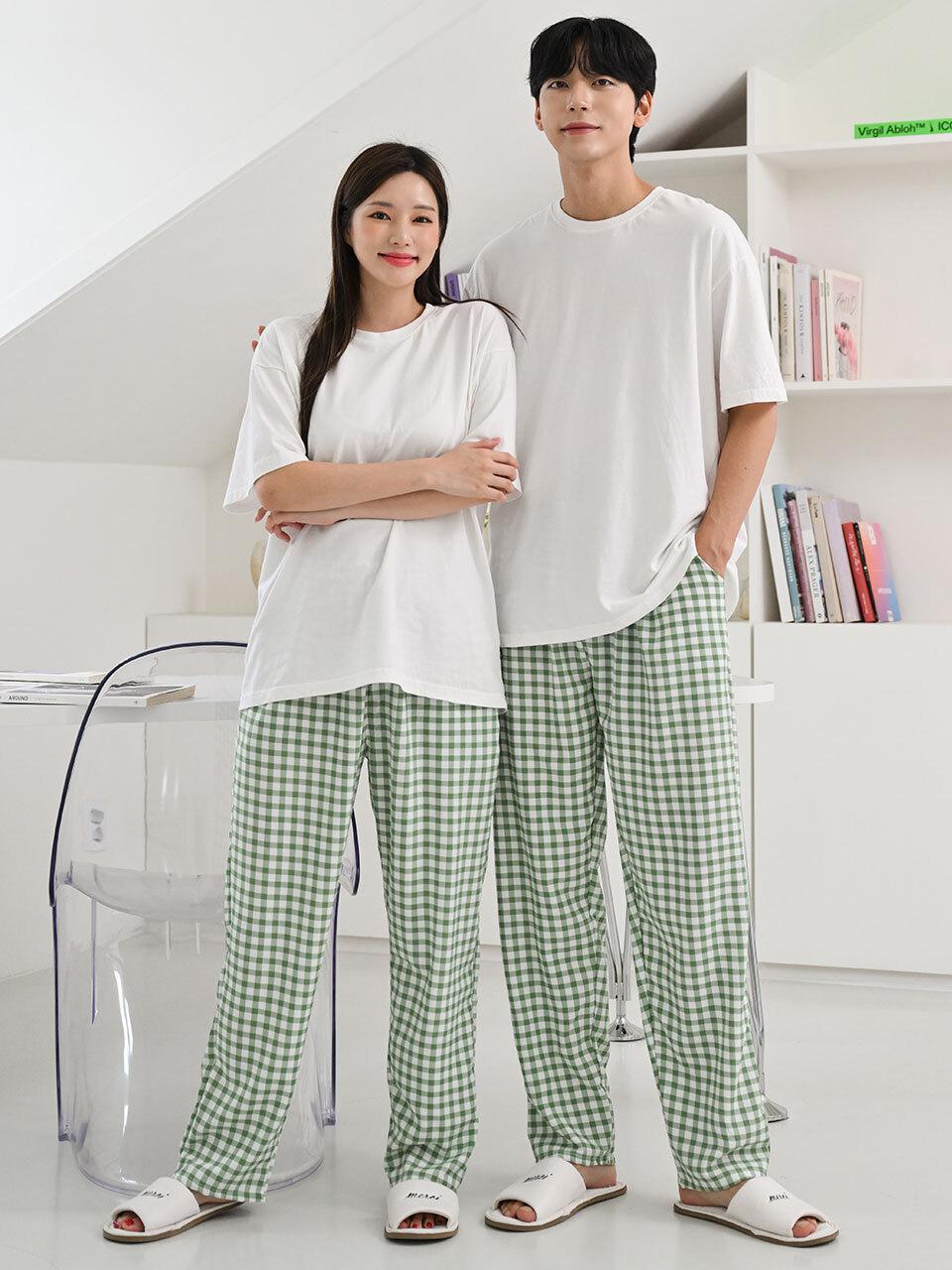 GLAM GONGGAM Village Checkered Unisex Couple Pajama Pants