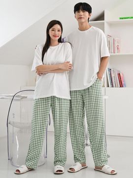 GLAM GONGGAM Village Checkered Unisex Couple Pajama Pants
