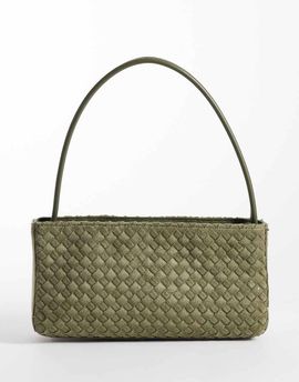 Glamorous Glamorous 90s woven shoulder bag in olive faux suede-Green
