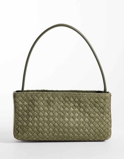 Glamorous Glamorous 90s woven shoulder bag in olive faux suede-Green
