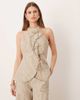 Glamorous Glamorous asymmetric tie halter top in white and blue stripes - part of a set-Multi - 1