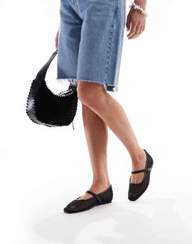 Glamorous Glamorous ballet flats in mesh black polka dots