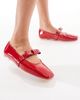 Glamorous Glamorous ballet flats with bow details in red - 1