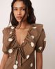 Glamorous Glamorous big collar mini dress in brown polka dot - 3