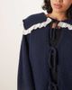 Glamorous Glamorous big collar tie front cardigan in navy - 2