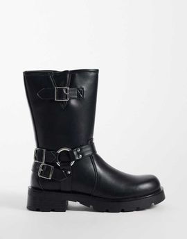 Glamorous Glamorous biker mid ankle boots in black