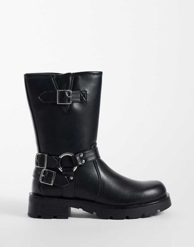 Glamorous Glamorous biker mid ankle boots in black