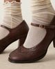 Glamorous Glamorous block heel Mary Jane shoes in washed brown - 4