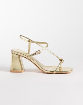 Glamorous Glamorous block heeled sandals with metal detail in gold
