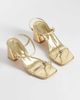 Glamorous Glamorous block heeled sandals with metal detail in gold - 3