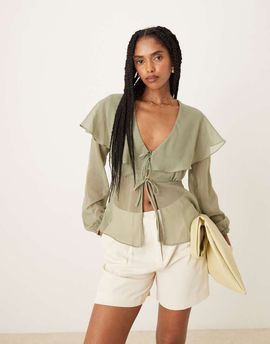 Glamorous Glamorous boho blouse in sage green