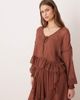 Glamorous Glamorous boho crinkle style tie front blouse in brown - part of a set - 1
