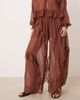 Glamorous Glamorous boho ruffle detailing wide leg pants in brown - part of a set - 2