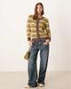 Glamorous Glamorous boxy fit fluffy cardigan in olive brown stripes-Multi - 1