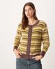 Glamorous Glamorous boxy fit fluffy cardigan in olive brown stripes-Multi - 2