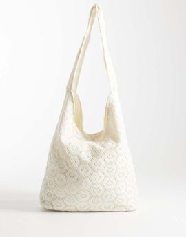 Glamorous Glamorous broderie shoulder tote bag in white