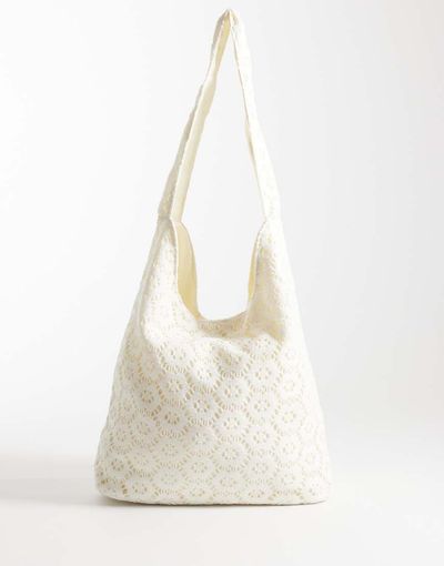 Glamorous Glamorous broderie shoulder tote bag in white