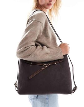 Glamorous Glamorous buckle detail shoulder bag in chocolate brown
