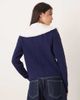 Glamorous Glamorous cable knit dramatic collar cardigan in navy - 3