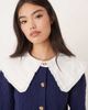 Glamorous Glamorous cable knit dramatic collar cardigan in navy - 4