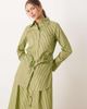 Glamorous Glamorous cinched waist shirt in green red stripes-Multi - 1