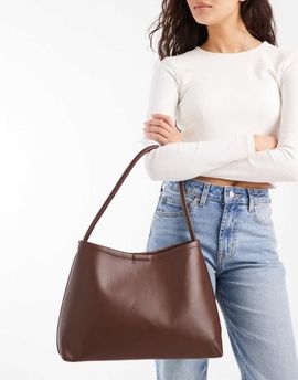 Glamorous Glamorous clean tote shoulder bag in dark brown